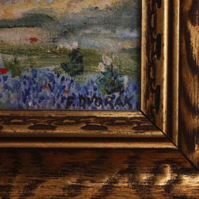 Lot #79: F Dvorak Oil Painting on Thin Canvas Signed Framed Art 