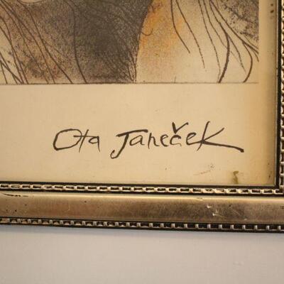 Lot #82: Ota Janek Original Pastel on Canvas Art Paper