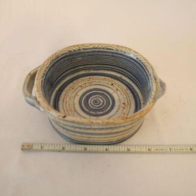 Lot #91: Handmade Blue and Brown Pottery Bowl 