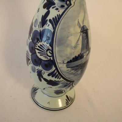 Lot #92: Vintage Delft Blue Dutch Art Pottery Windmill Vase