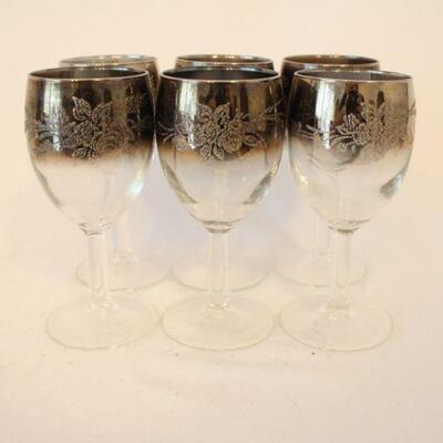 Lot #94: Vintage Ombre Mercury Fade Wine Glasses Set of Six