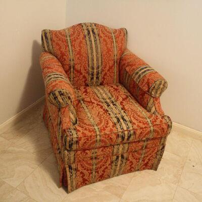 Lot #13: Vintage Baroque Pattern Armchair Accent Chair with Ottoman