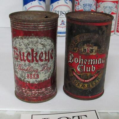 Lot of 13 Vintge Beer Cans With 2 Old Rusty Flat Tops