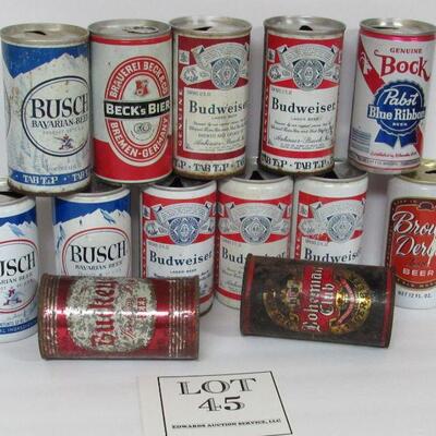 Lot of 13 Vintge Beer Cans With 2 Old Rusty Flat Tops