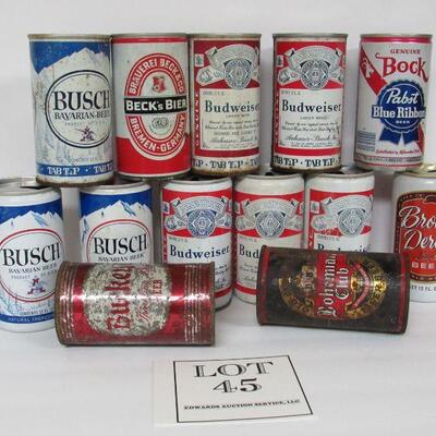 Lot of 13 Vintge Beer Cans With 2 Old Rusty Flat Tops