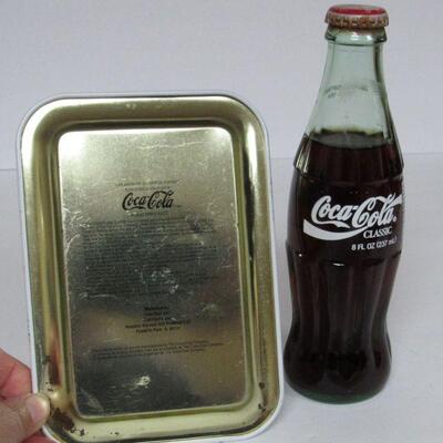 Vintage Coca Cola Lot 1 Sealed Bottle 25th Anniversary, 1Open Bottle, 1 Tip Tray, 1 Tiny Bear