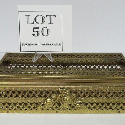 Vintge Pierced Metal Kleenex Holder