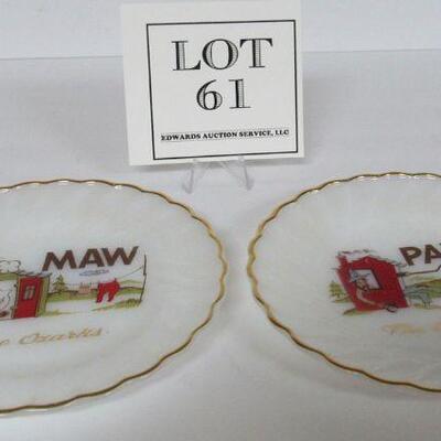Vintage Anchor Hocking Maw and Paw Plates on Milk Glass - Too Cute!