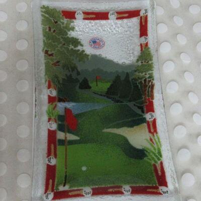 Contemporary Art Glass Rectangular Tray Etched Mark Read Description