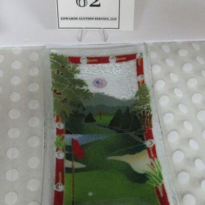 Contemporary Art Glass Rectangular Tray Etched Mark Read Description