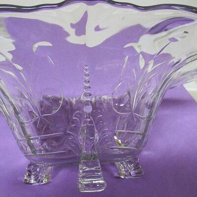 Beautiful Large Heisey Empress Dolphin Foot Bowl With Fancy Cutting