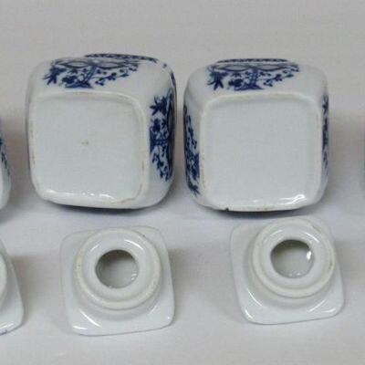 Set of 4 Very Nice Blue Onion Pattern Spice Jars