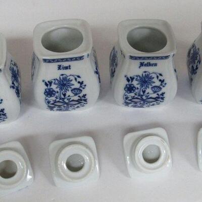 Set of 4 Very Nice Blue Onion Pattern Spice Jars