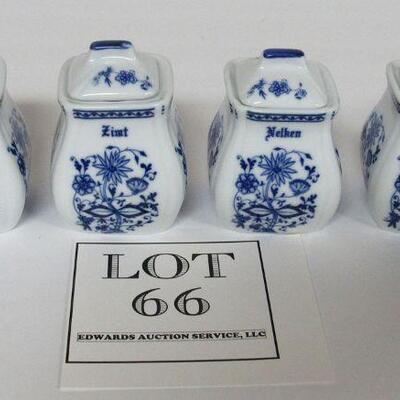 Set of 4 Very Nice Blue Onion Pattern Spice Jars