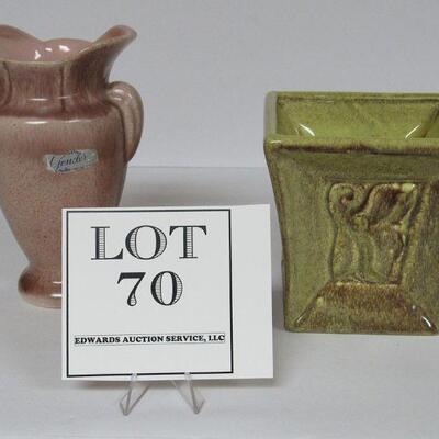 2 Vintage Gonder Pottery Pieces, 1 Vase, 1 Planter