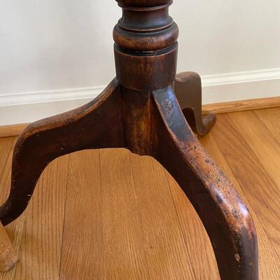 Lot 60 - Antique Tilt-Top Candle Stand w/ Ladderback Chair 