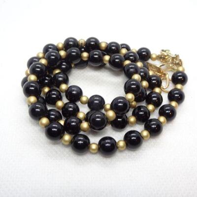 Black & Gold Beaded Necklace 