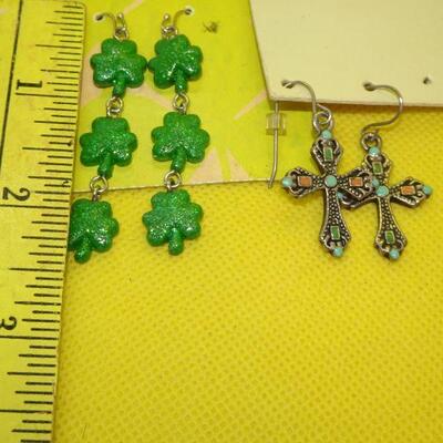 Clovers & Crosses Dangle Hook Earrings