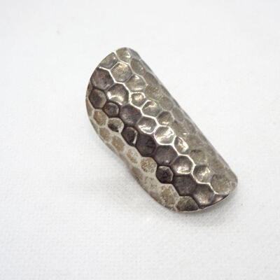 Hammered Silver Tone Adjustable Ring 