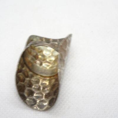 Hammered Silver Tone Adjustable Ring 