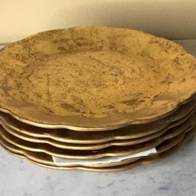 252 - 6 Terra Cotta Gold Charger Plates  #1