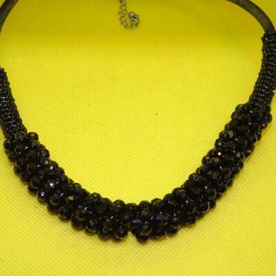 Sparkle Black Beaded Rope Necklace 