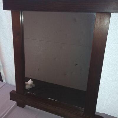 Rustic Wooden Frame Wall Mirror 