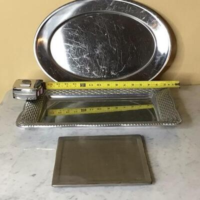 254 - Mikasa Aluminum Tray, Hand Forged Plate, & a Stainless Platter