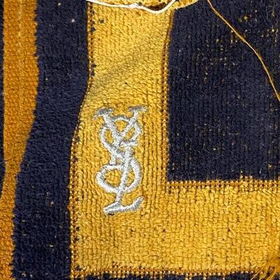 Vintage Fieldcrest & Yves Saint Laurent Retro Black Yellow Gold Hand Towels Wash Cloth