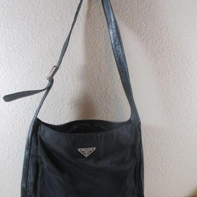 Black Canvas and leather Prada Handbag