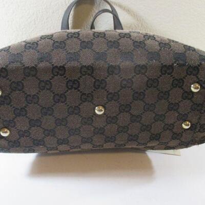 Authentic Gucci Leather and Cloth Handbag Brown 
