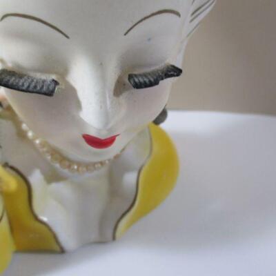 Vintage Tilso Doll Bust with Yellow Hat Japan Signed 