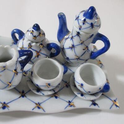 Russian Cobalt Blue Mini Tea set Rare Lomonosov 22K Gold Bone China
