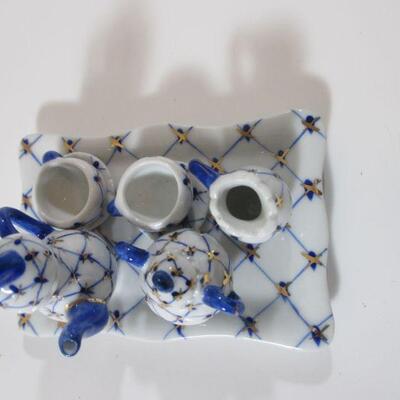 Russian Cobalt Blue Mini Tea set Rare Lomonosov 22K Gold Bone China