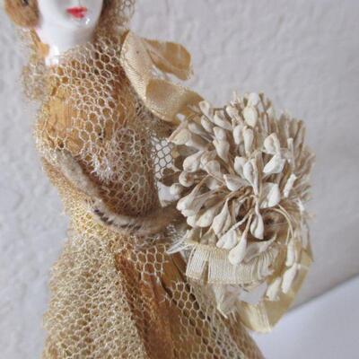 Bisque Antique Head with Straw Body Doll 1900's 7