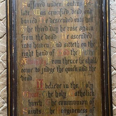 French Gothic Revival Religious Wall Plaque Apostles Creed