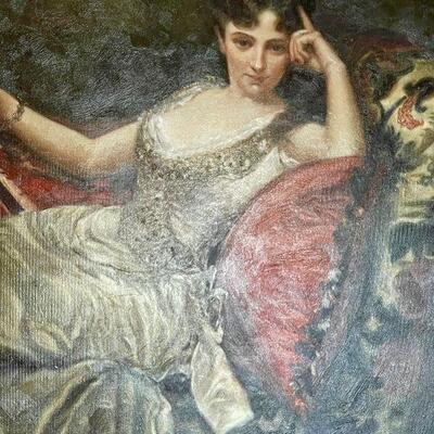 Original Napoleonic-Style Lounge Boudoir Portrait Painting