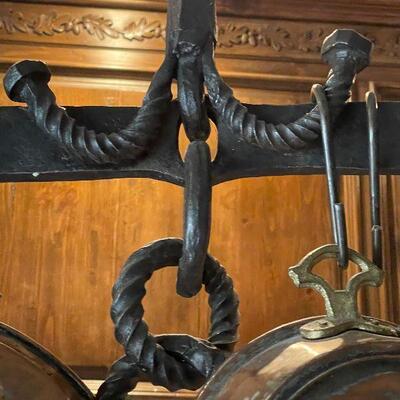 18th C Rare Hand Forged Cremaillere (cooking utensil rack) 