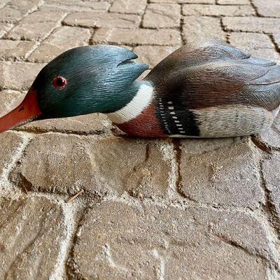 Hand Carved SIGNED Malatesta Male Wood Duck Drake Decoy