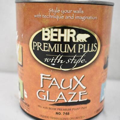 Behr Paints Faux Glaze, 1 quart. Unopened