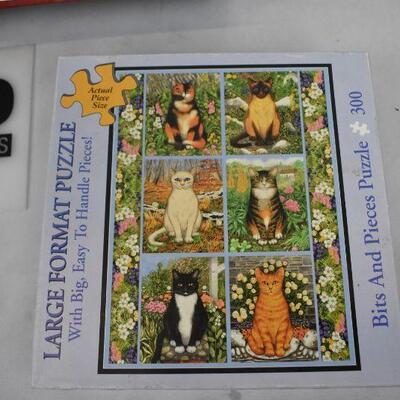 3 Puzzles, Utes (500pc), Big Ben (1000pc) 6 Cats (300pc) - UNTESTED, UNVERIFIED