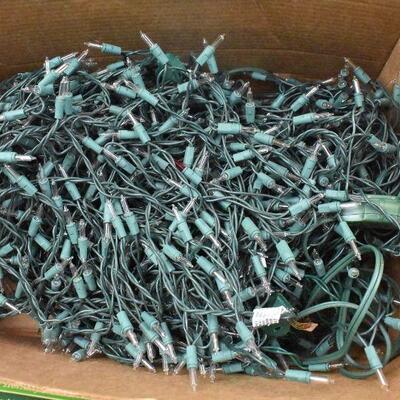 Large Lot of Christmas Lights, Icicle lights, White, Blue, Red Lights, And Clips