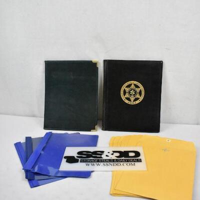 Folders and Envelopes, 3 Transparent 3 Hole Folders, 2 Padfolios, 12 Envelopes