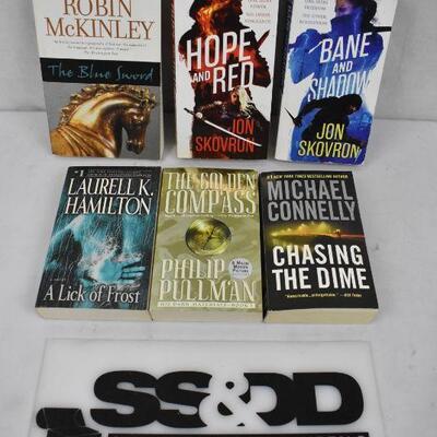 6 Paperback Fiction Books: Chasing the Dime -to- The Blue Sword