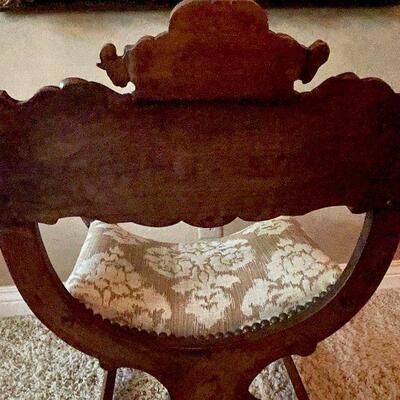 Antique Neo Gothic Savonarola Music Chair