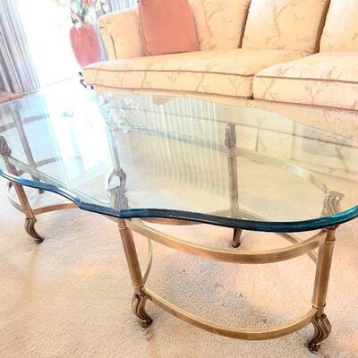 LOT 2  Designer Glass & Brass Coffee Table