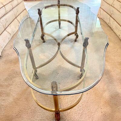 LOT 2  Designer Glass & Brass Coffee Table