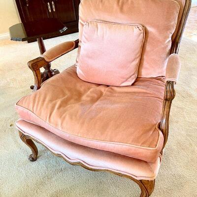 Lot 3  Bergere Chair Rose Color Fabric 