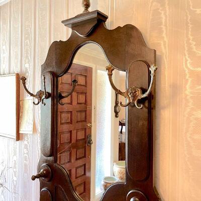 Lot 12  Reproduction Mirrored Hall Tree Hat Rack Umbrella Stand 