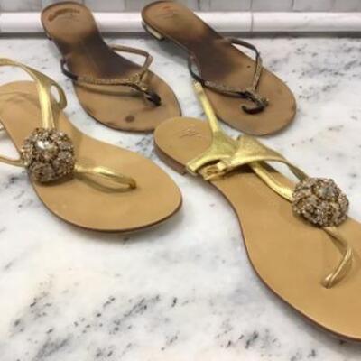 C137 - 2 Pairs Giuseppe Zanotti Design Jeweled Sandals